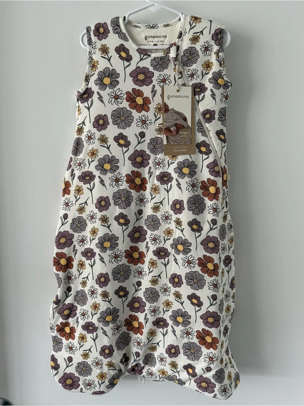 NWT günamüna Mauve white Floral Sleep‎ Bag sleep sack for Babies